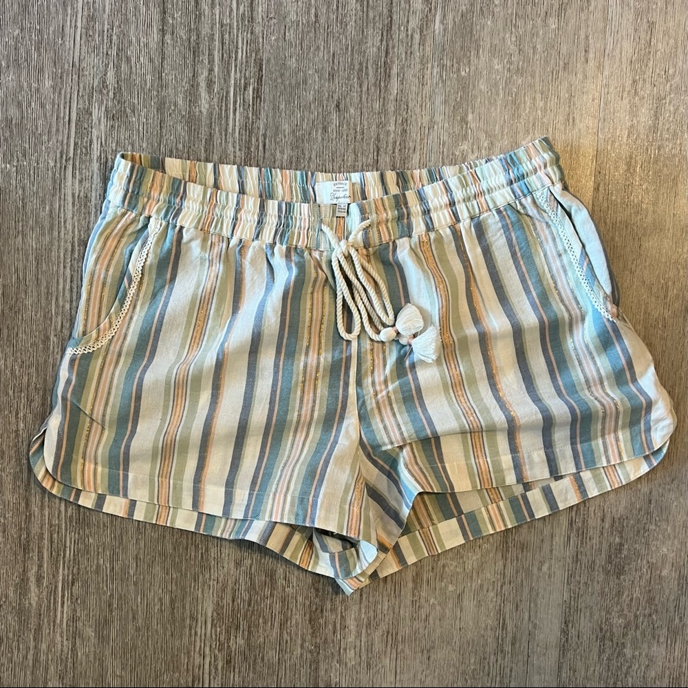 Fat Face Stripe Sparkle Pajama Shorts, Size 10